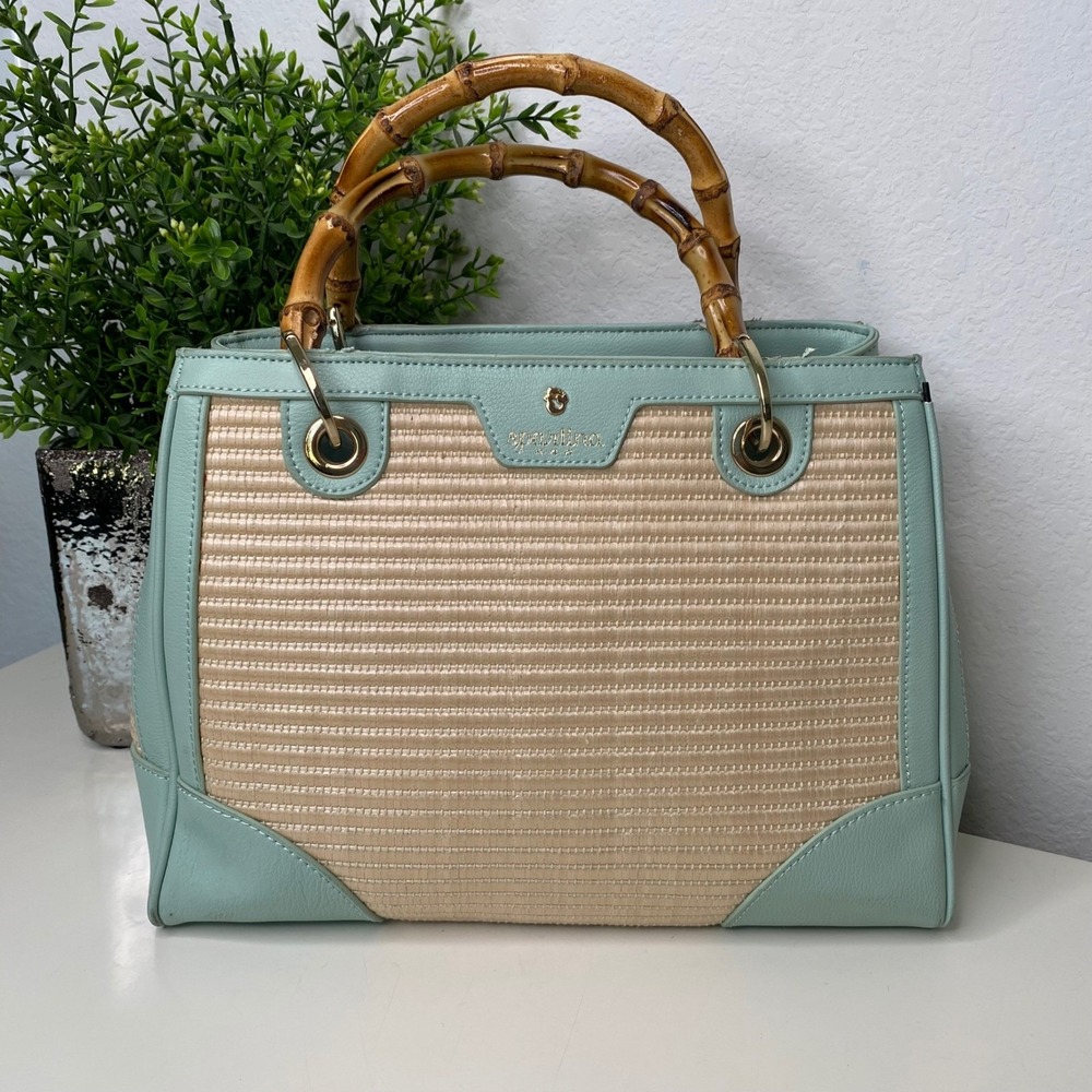 Spartina 449 Sea Salt Bamboo Chic Satchel Bamboo Handle Crossbody Bag‎ Coastal